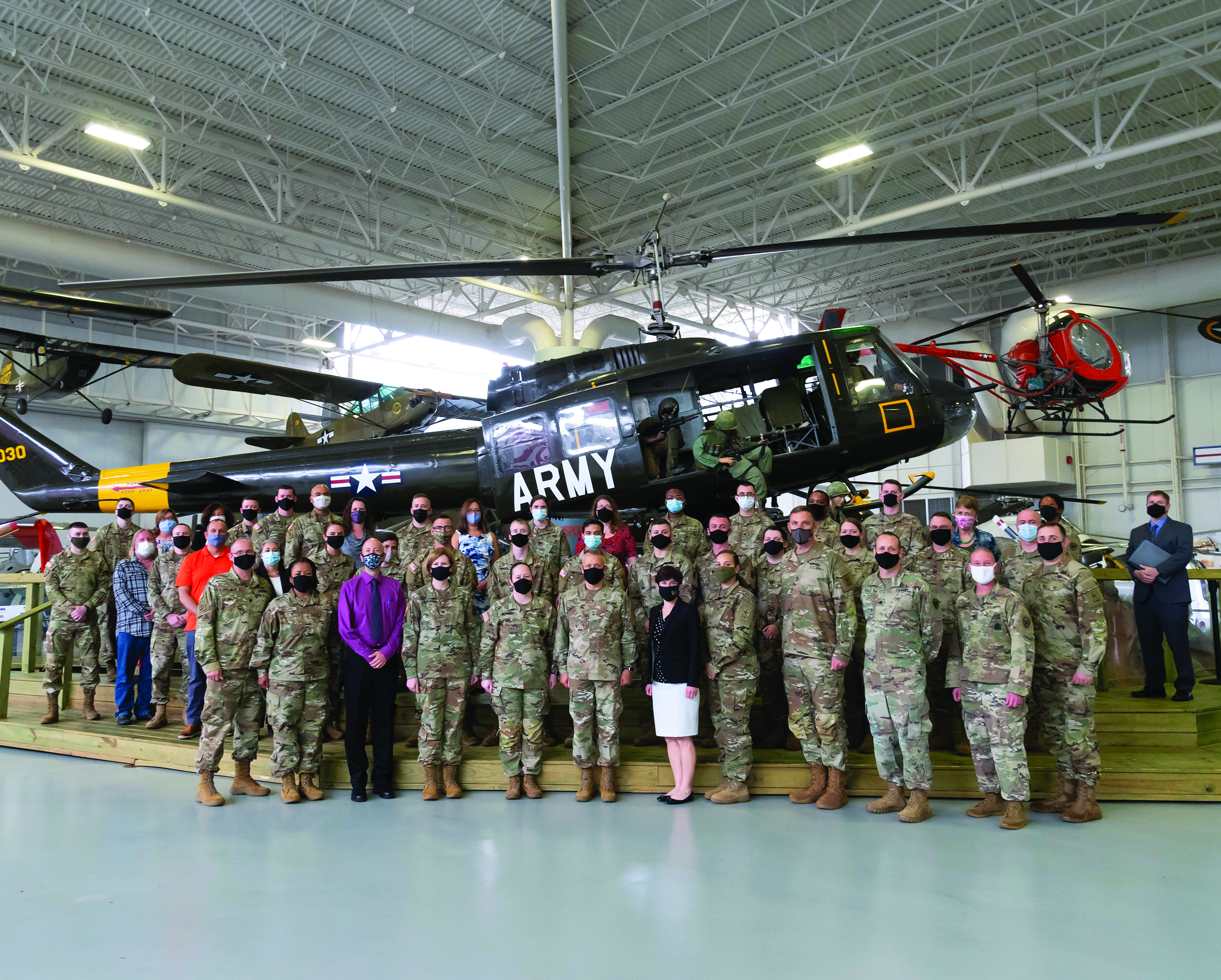 Members of the U.S. Army Aviation Center of Excellence and Fort Rucker OSJA as well as the 7th SFG and Alabama National Guard legal teams welcomed MG Risch, Ms. Carlisle, COL Erisman, CW5 Richmond, SGM Quinton, CW3 Marrisette, and MSG Cantrell during an Article 6 visit to the home of Army Aviation in May 2021. 